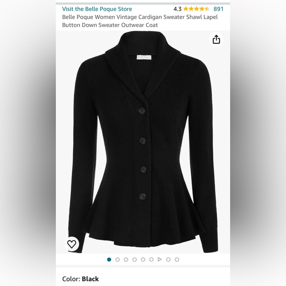Belle Poque Women Vintage Cardigan Sweater Shawl Lapel Button Down Sweater